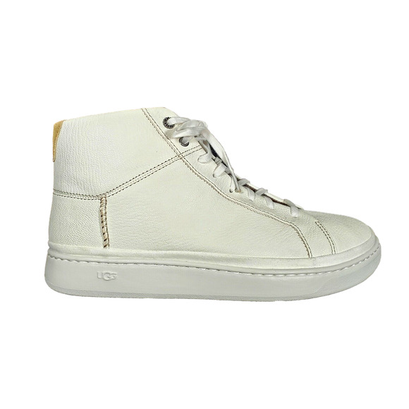 UGG CALI 1106189 MEN'S LEATHER SNEAKERS WHITE GOLD SHOES CASUAL HIGH TOP SZ 8 - Picture 4 of 7
